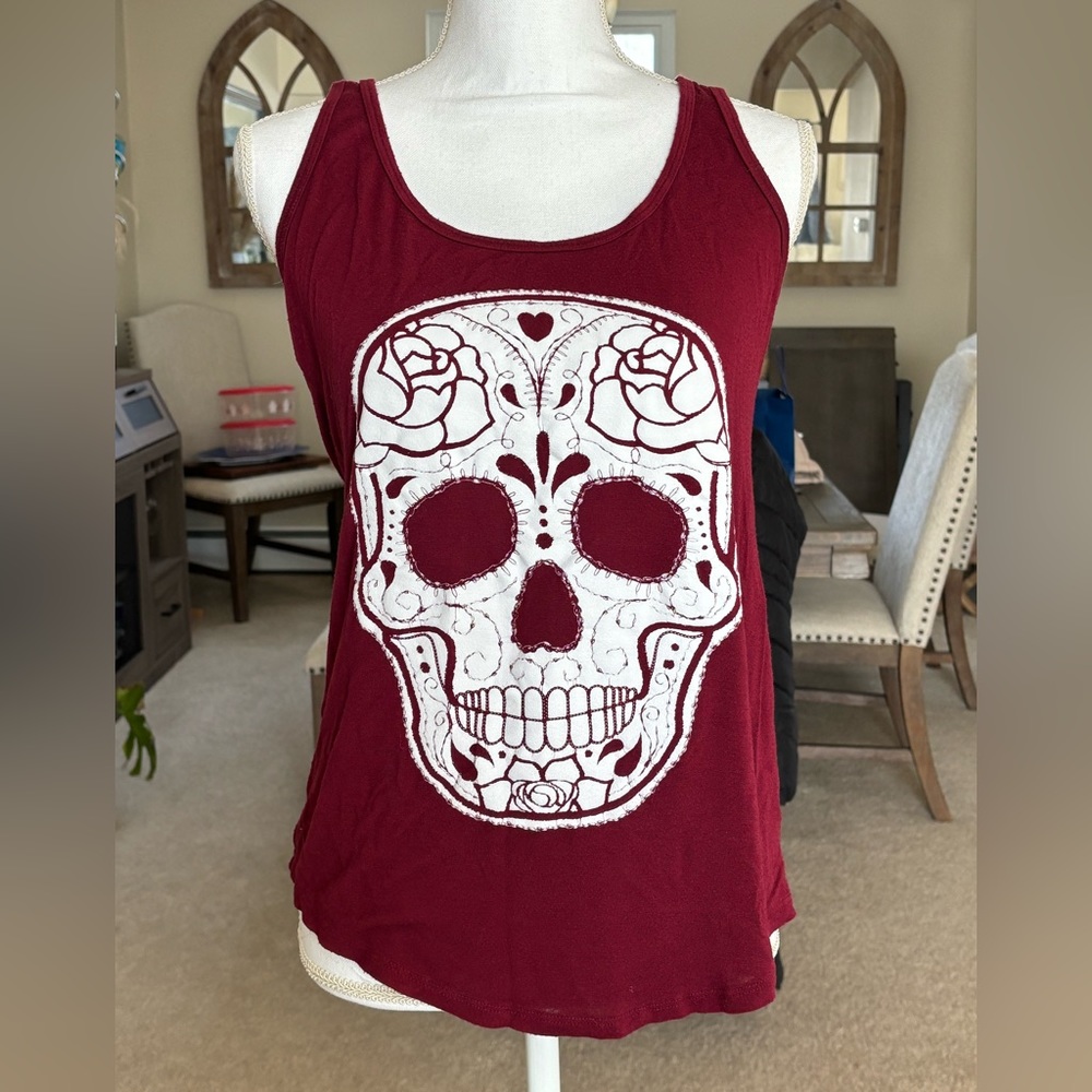 Maroon Skull Tank Top